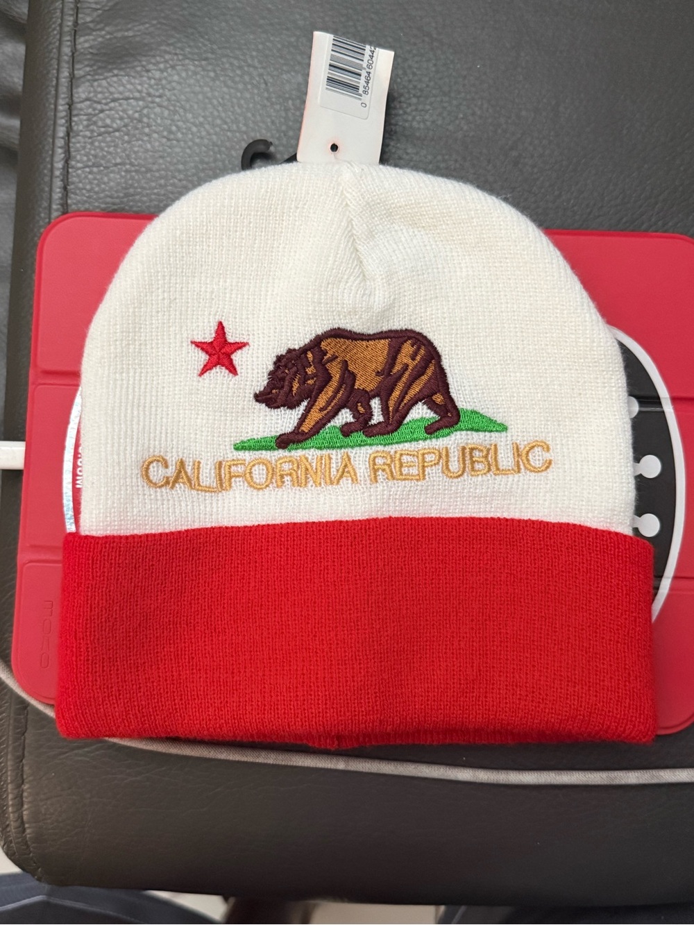 Beanie Hat - White & Red